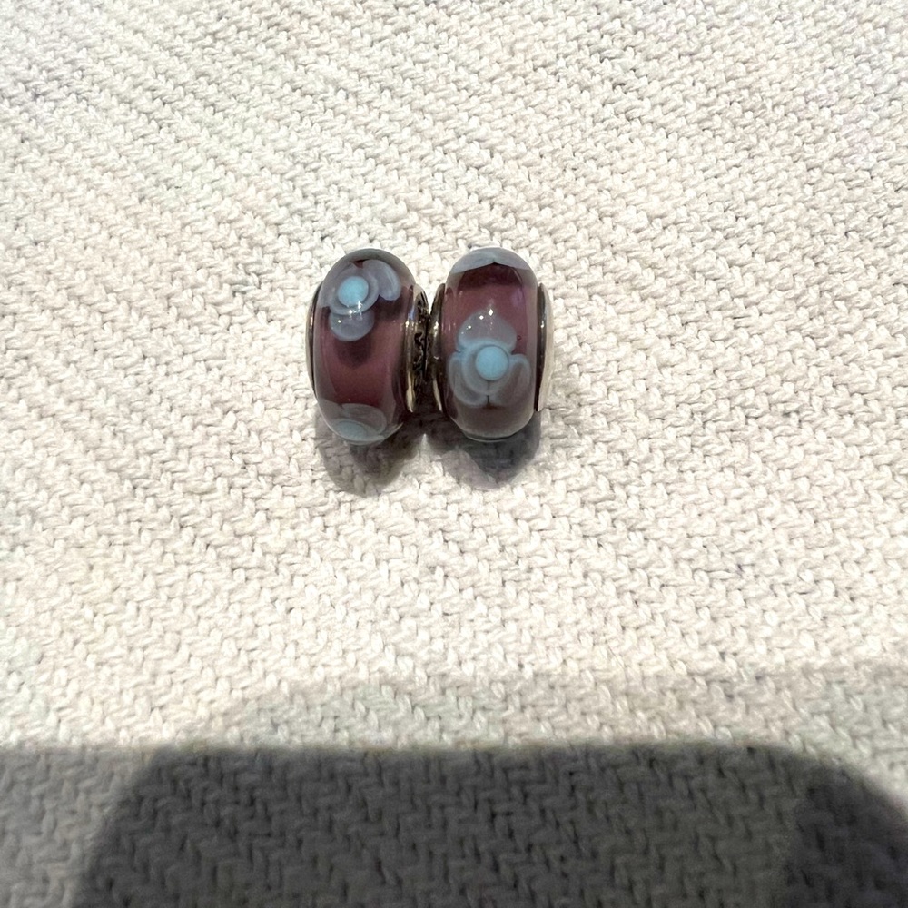 PANDORA purple and blue floral charm